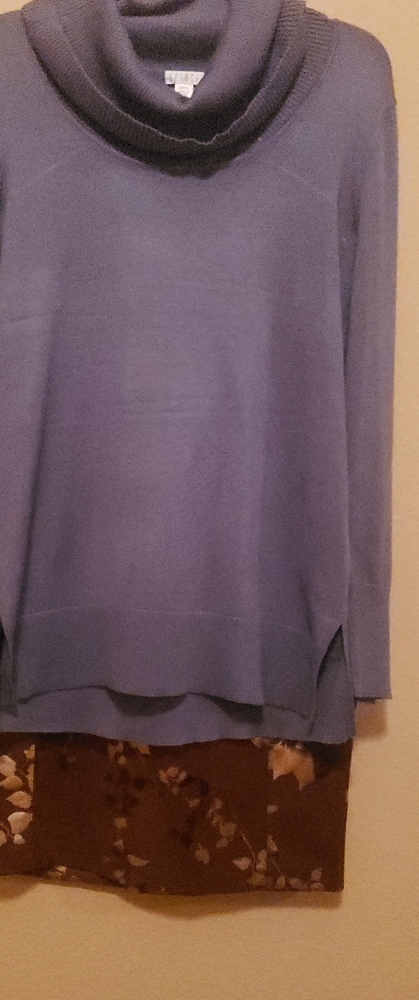 Turtleneck and suede skirt
